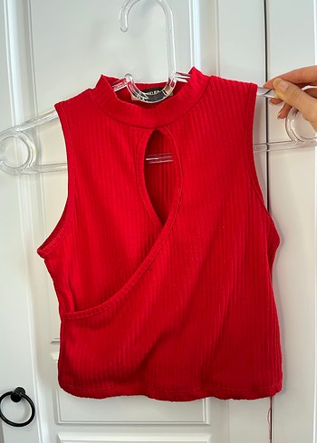 Kırmızı Kadın Triko crop - Görsel 2