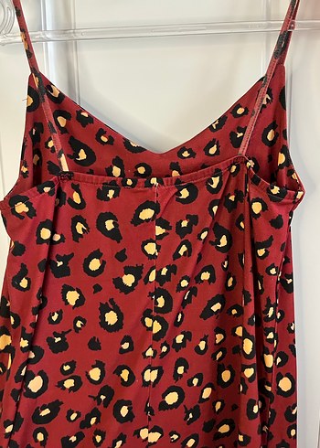 Kırmızı V Yakalı Uzun Kadın Elbise - Görsel 2