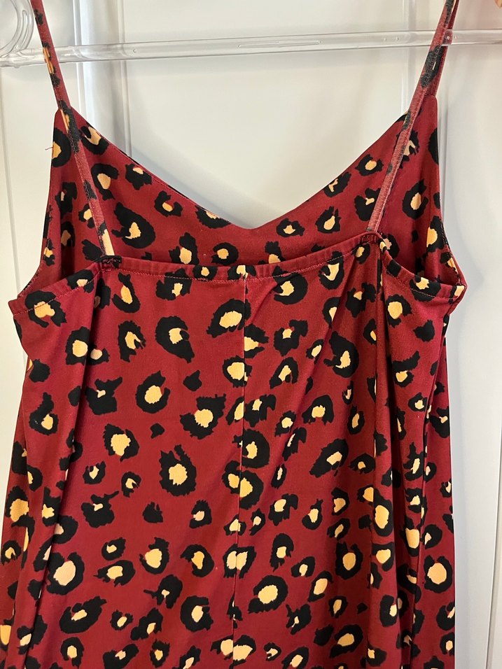 Kırmızı V Yakalı Uzun Kadın Elbise - Görsel 2