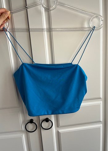 Mavi Minimalist İnce Askılı Bra - Görsel 3
