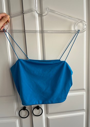 Mavi Minimalist İnce Askılı Bra - Görsel 2