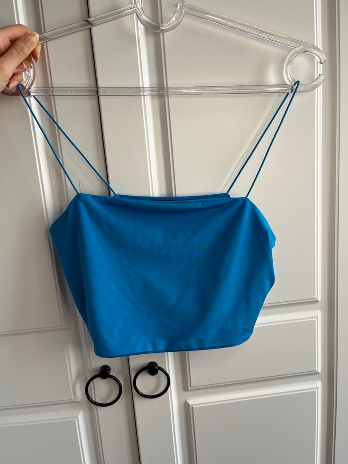 Mavi Minimalist İnce Askılı Bra - Görsel 3