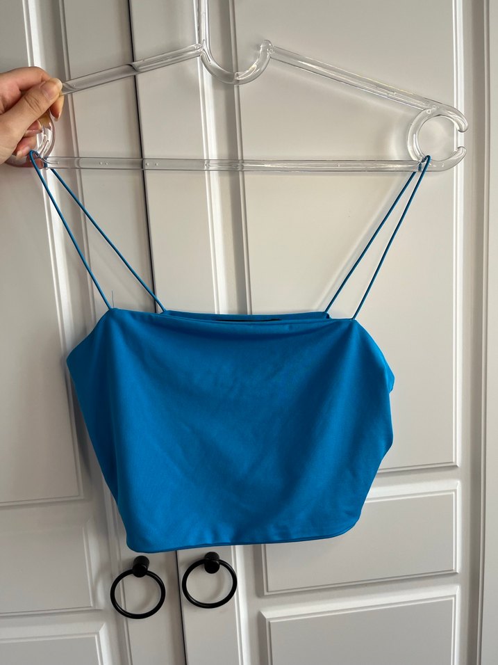 Mavi Minimalist İnce Askılı Bra - Görsel 2