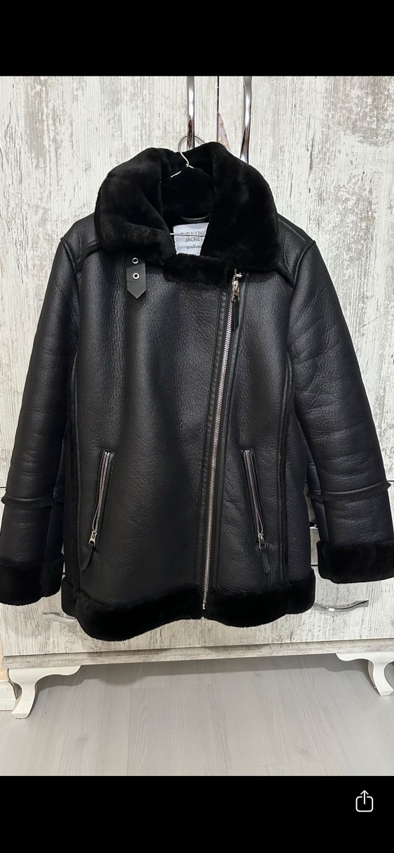 Stradivarius Siyah Kürklü Deri Biker Ceket - Görsel 3