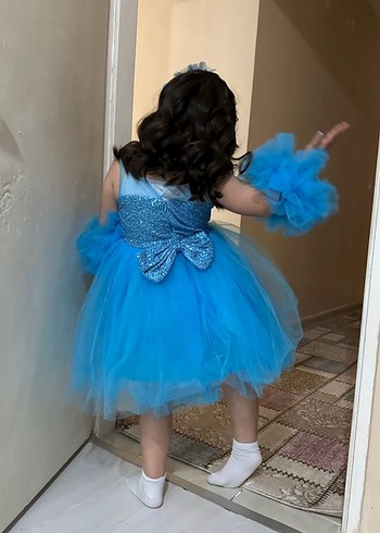 Mavi Kız Çocuk Elbise abiye - Görsel 2