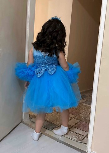 Mavi Kız Çocuk Elbise abiye - Görsel 3