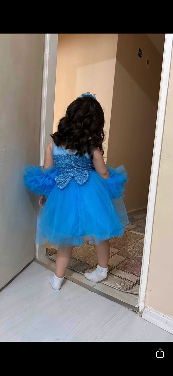 Mavi Kız Çocuk Elbise abiye - Görsel 3