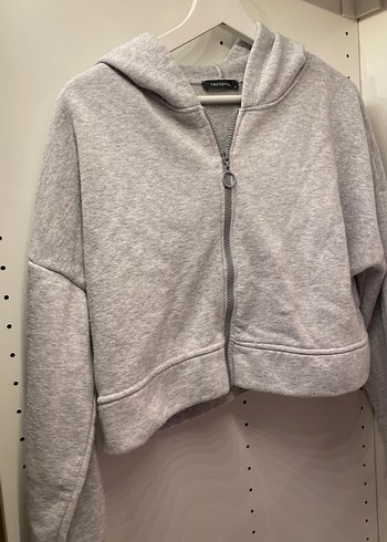 Trendyol & Milla Gri Fermuarlı Kapüşonlu Sweatshirt