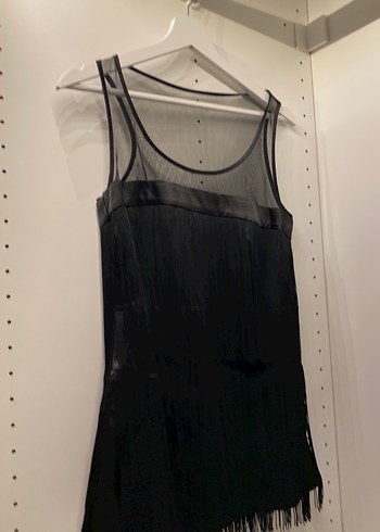 Mango Siyah Püsküllü Elbise - Görsel 2