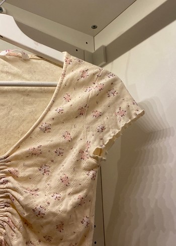 xs Beden pembe Renk Büzgülü pijama üstü