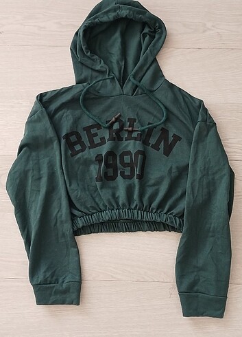 Yeşil crop Sweatshirt 