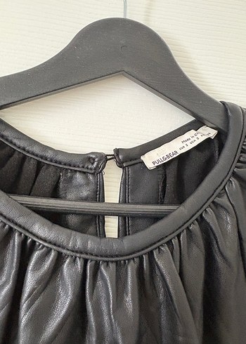 Deri Siyah Uzun Kollu Midi Bluzu - Görsel 6