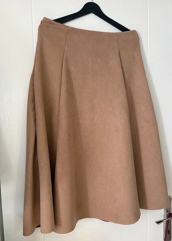 Bej Süet Uzun Salaş Etek - Görsel 3