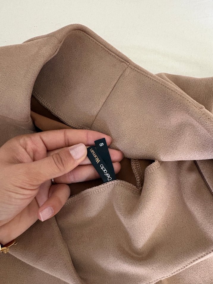 Bej Süet Uzun Salaş Etek - Görsel 4