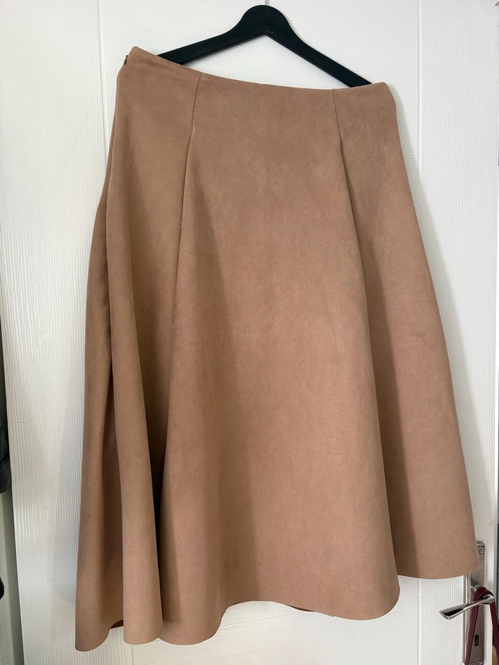 Bej Süet Uzun Salaş Etek - Görsel 3