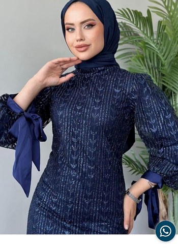 Lacivert Yılan Desenli Uzun Abiye Elbise - Görsel 2