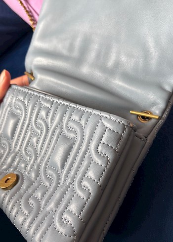 Gri Zincir Detaylı Kadın Deri Çanta - Görsel 6