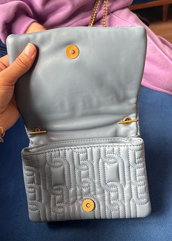 Gri Zincir Detaylı Kadın Deri Çanta - Görsel 5