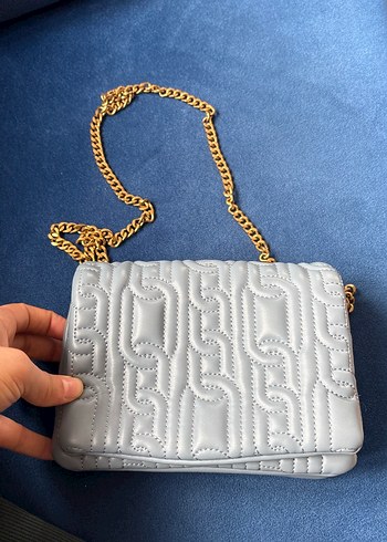 Gri Zincir Detaylı Kadın Deri Çanta - Görsel 2