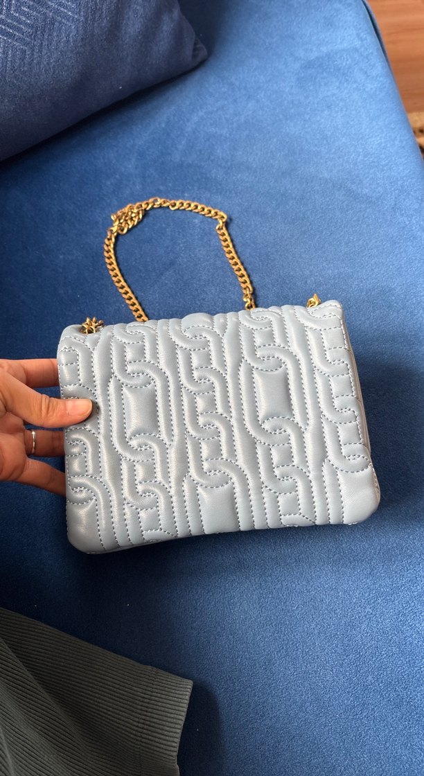 Gri Zincir Detaylı Kadın Deri Çanta - Görsel 3