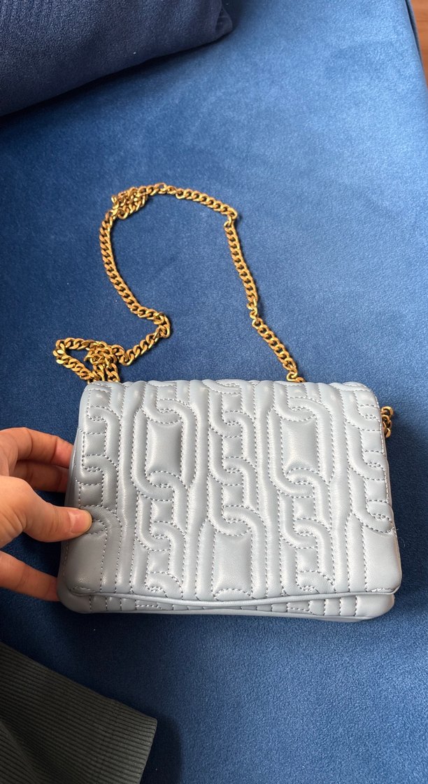 Gri Zincir Detaylı Kadın Deri Çanta - Görsel 2