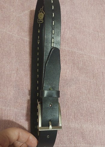 #Çocuk #Deri #kemer. uzunluk 80 cm 
Siyah Minimalist Erkek Kemer - Görsel 2