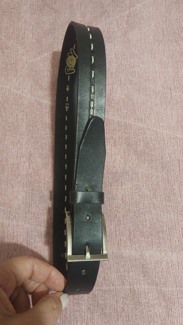 #Çocuk #Deri #kemer. uzunluk 80 cm 
Siyah Minimalist Erkek Kemer - Görsel 2