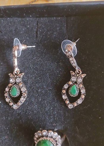 #Zümrüt yeşili kolye küpe yüzük takım. - Görsel 8