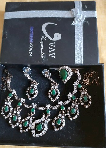 #Zümrüt yeşili kolye küpe yüzük takım. - Görsel 2