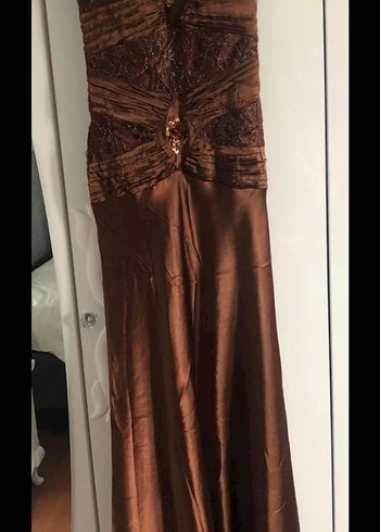 kızıl kahve saten elbise+kare yaka buluz 2 ürün birden 400 tl