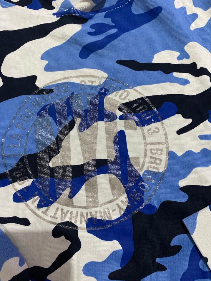 Mavi Kamuflaj Kapüşonlu Kadın Sweatshirt - Görsel 3