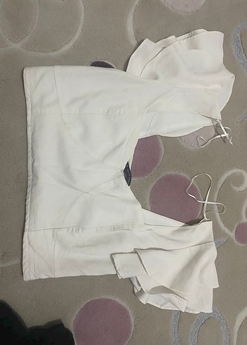 Kadın Beyaz Kısa Kollu Mini Bluz - Görsel 2