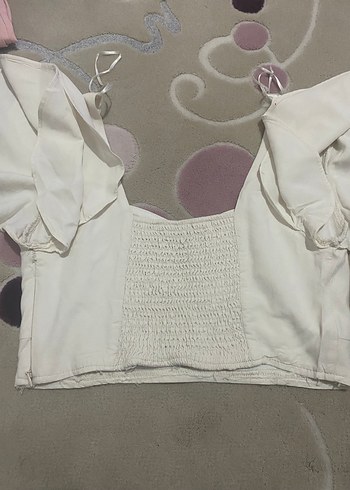 Kadın Beyaz Kısa Kollu Mini Bluz - Görsel 4