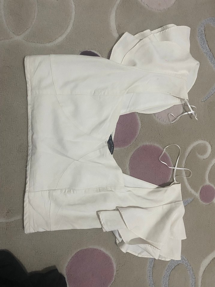 Kadın Beyaz Kısa Kollu Mini Bluz - Görsel 2