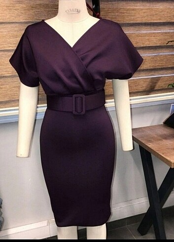 Mor kuşaklı elbise - Görsel 8