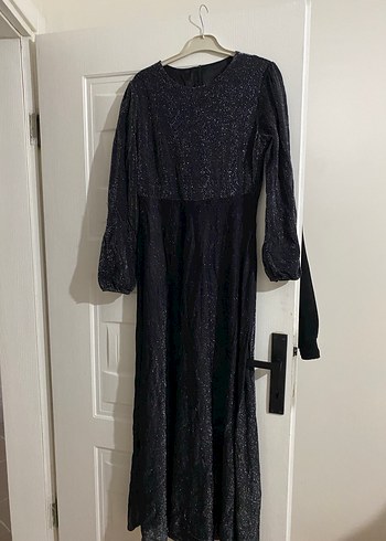 Antrasit Uzun Kollu Gotik Drapeli Elbise - Görsel 2