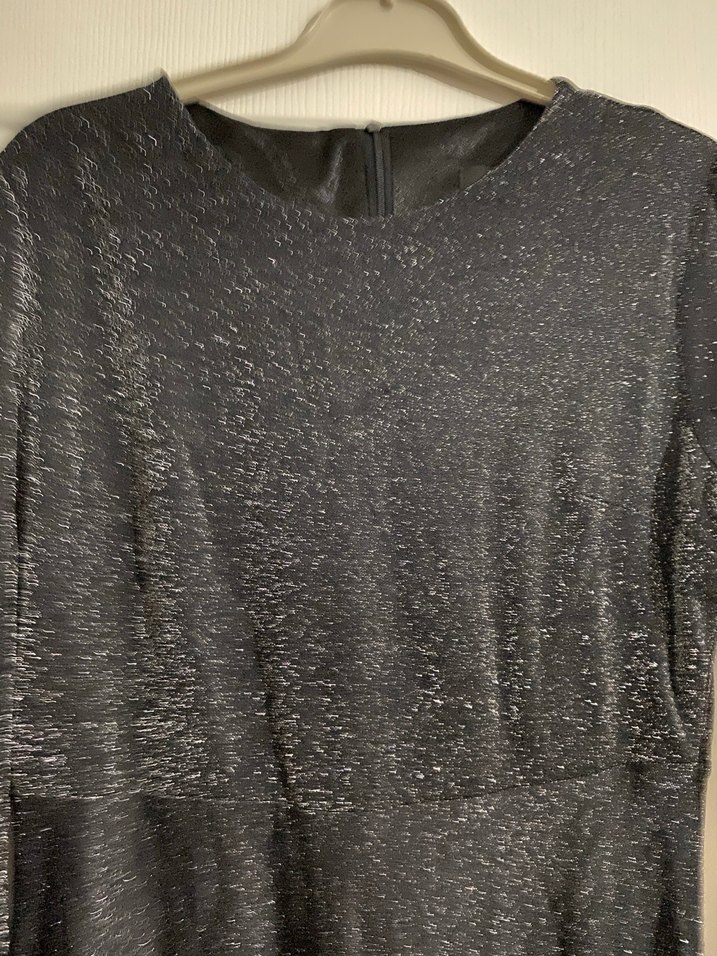 Antrasit Uzun Kollu Gotik Drapeli Elbise - Görsel 3