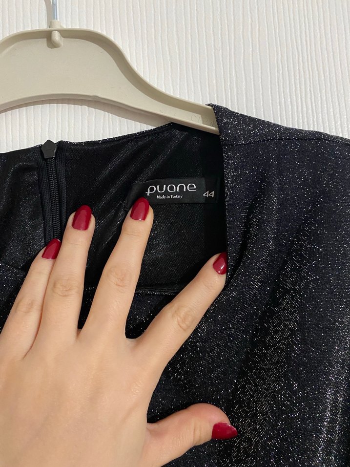 Antrasit Uzun Kollu Gotik Drapeli Elbise - Görsel 4