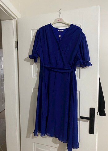 Lacivert Uzun Kollu Kadın Elbise - Görsel 3