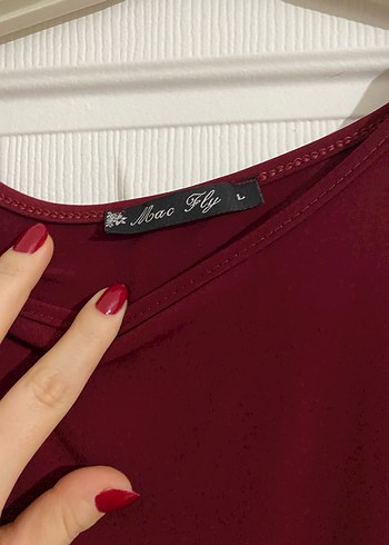 Bordo Kısa Kollu Uzun Elbise - Görsel 3