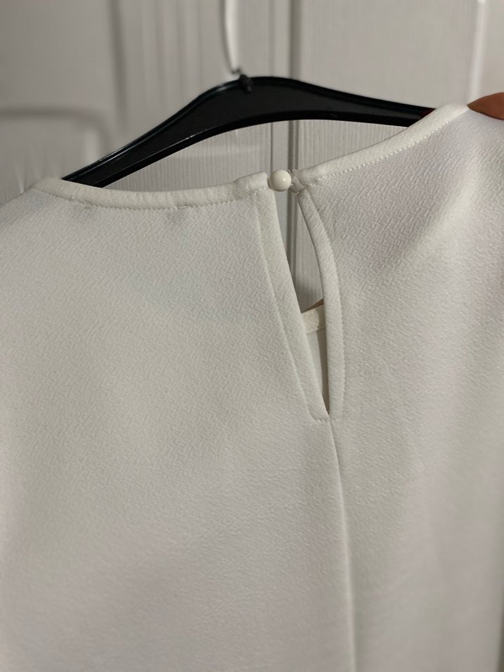 Düğmeli Beyaz Kadın elbise - Görsel 2