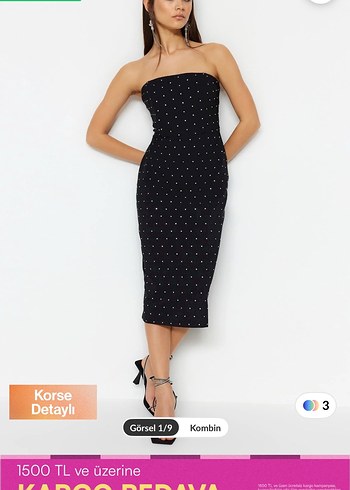 Trendyol & Milla Kadın Siyah Straplez Pullu Kalem Elbise