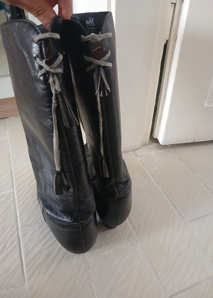 Hakiki deri bohem çizme - Görsel 3