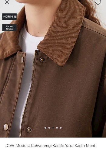 LCW Kadife Yaka Kahverengi Kadın Mont - Görsel 2