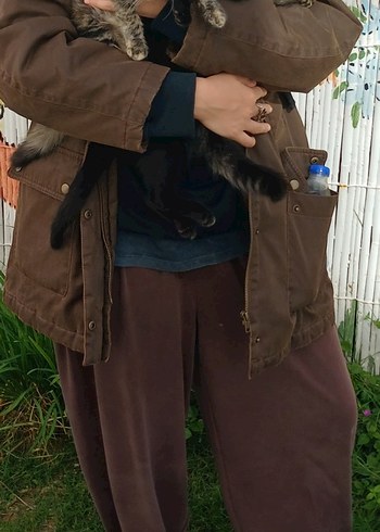 LCW Kadife Yaka Kahverengi Kadın Mont - Görsel 5