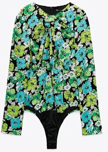 Çiçek Desenli Uzun Kollu V Yaka Kadın Bluz - Görsel 2