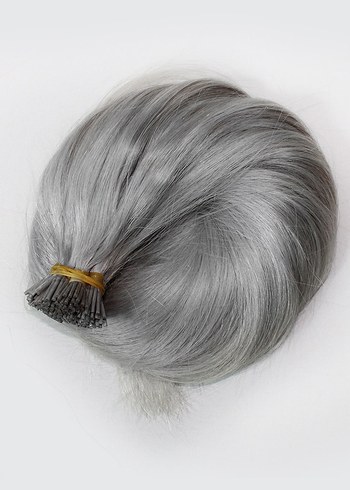 Gri Renkli Akmayan Boya Gerçek Saç Kaynak - Görsel 3