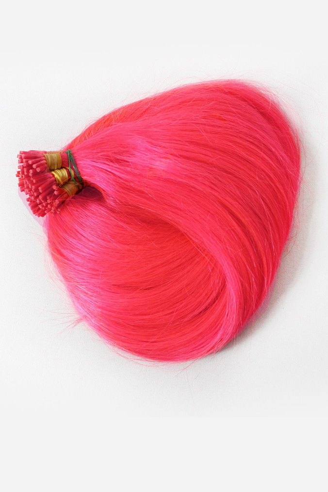 Gerçek saç Renkli Neon Pembe - Görsel 3