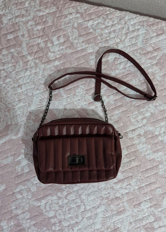 bordo askılı çanta - Görsel 3