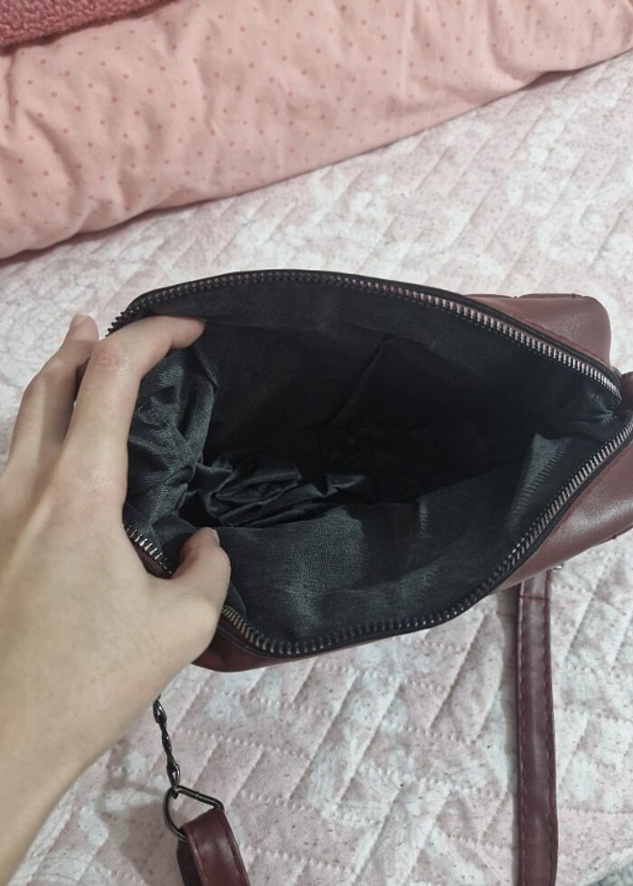 bordo askılı çanta - Görsel 5